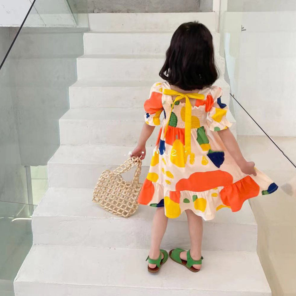 Combinaison à manches bouffantes pour filles, robe de princesse douce pour enfants