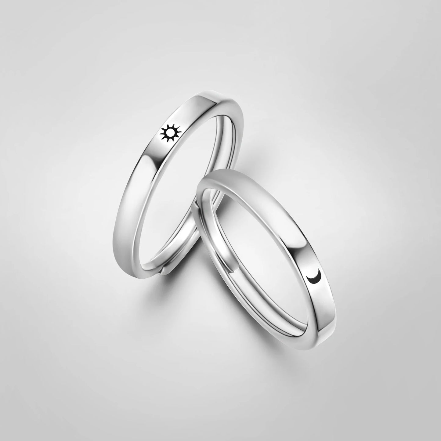 Customized Sun Moon Wedding Couples Ring Bands
