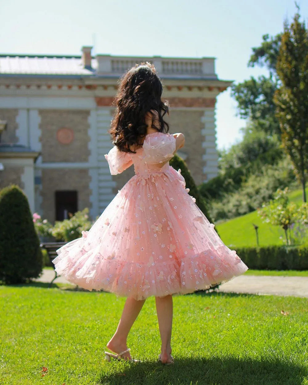 Msikoods Pink Flower Fairy Prom Dress