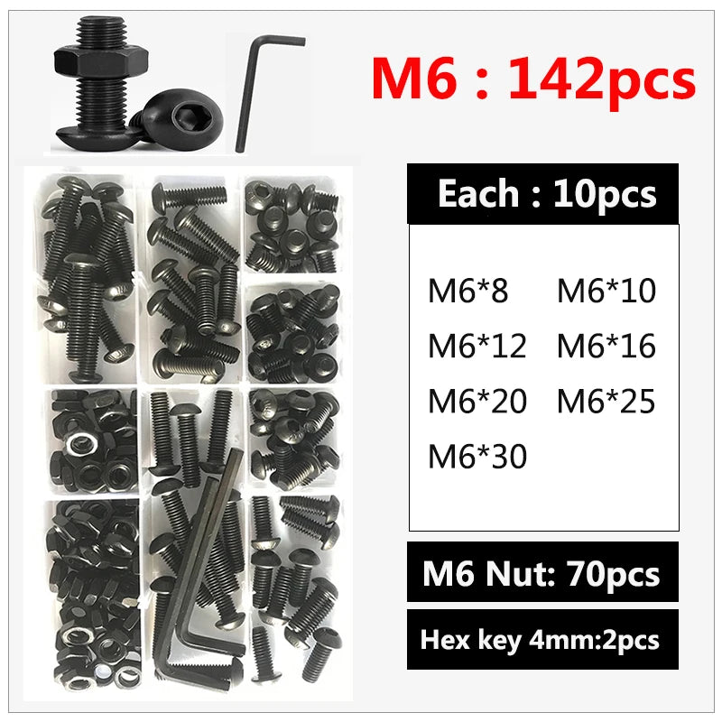 Carbon Steel Socket Button Head Screws and Nut Set