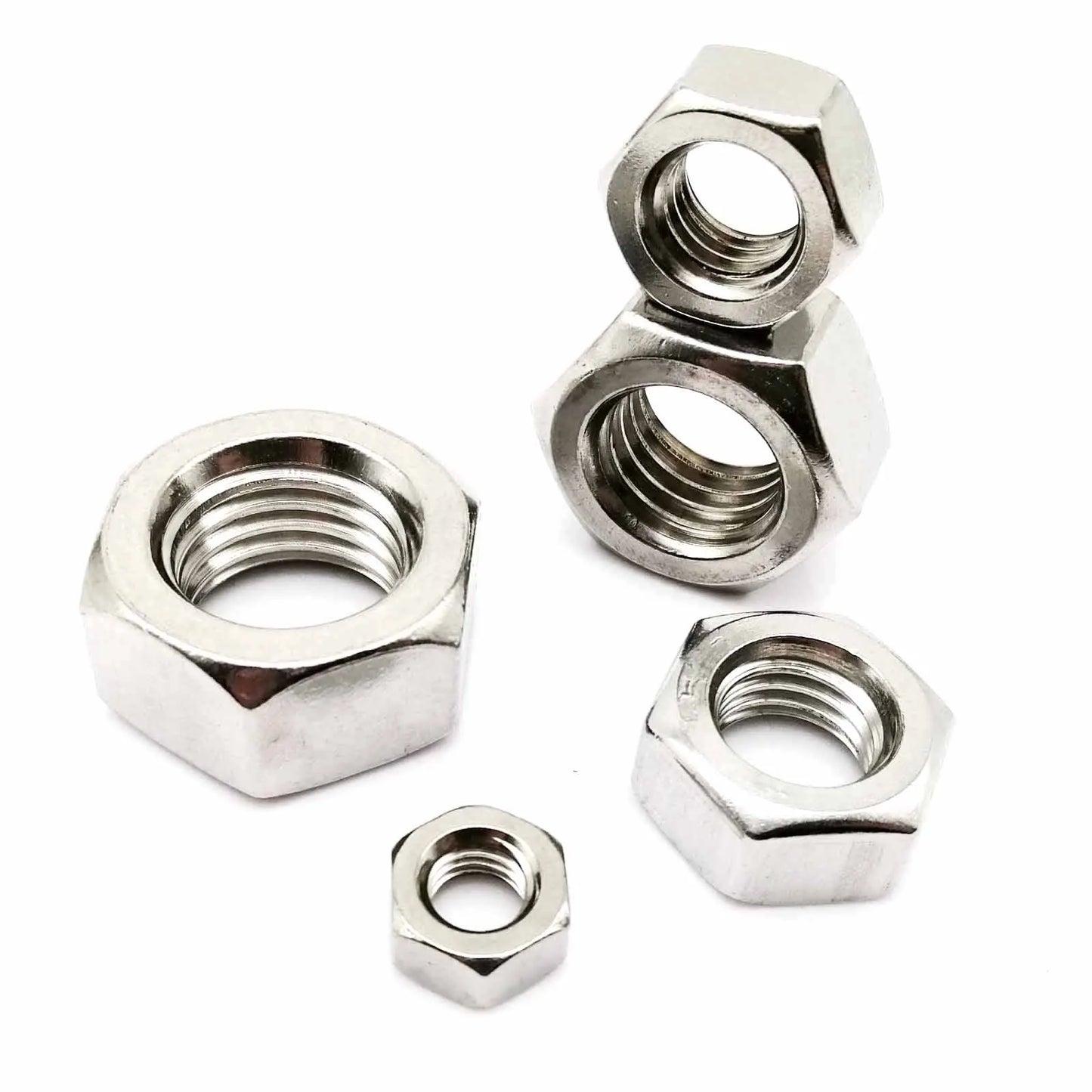 Stainless Steel Hex Nuts in Various Sizes