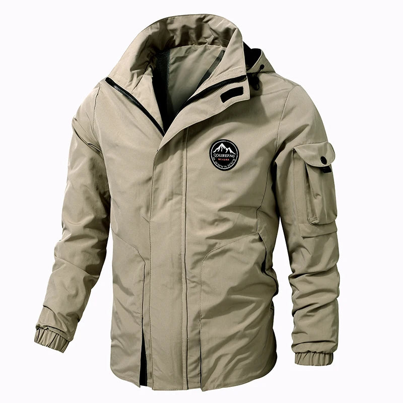 Veste d'extérieur imperméable à capuche pour homme