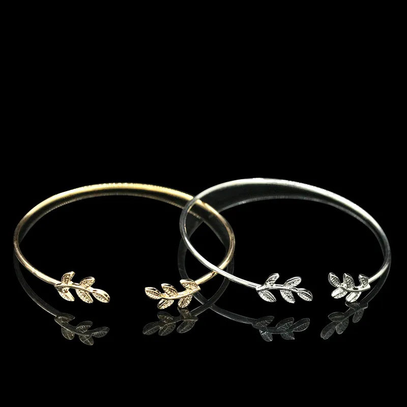 Open Leaf Cuff Bracelets for Women