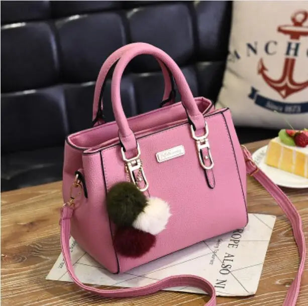 Women's Soft PU Hairball Designer Shoulder Bag