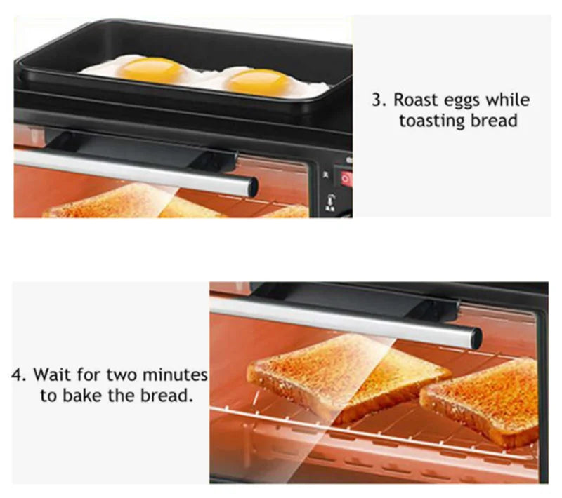 3 In 1 Electric Breakfast Toaster Oven with Air Fryer