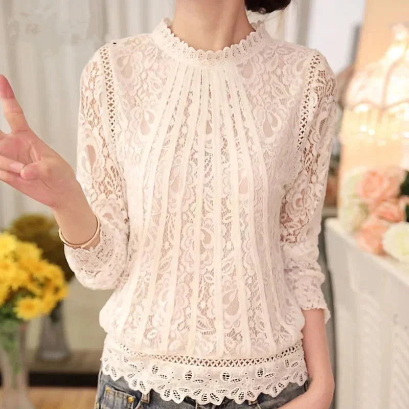 Ladies Floral Round Neck Long Sleeve Blouse