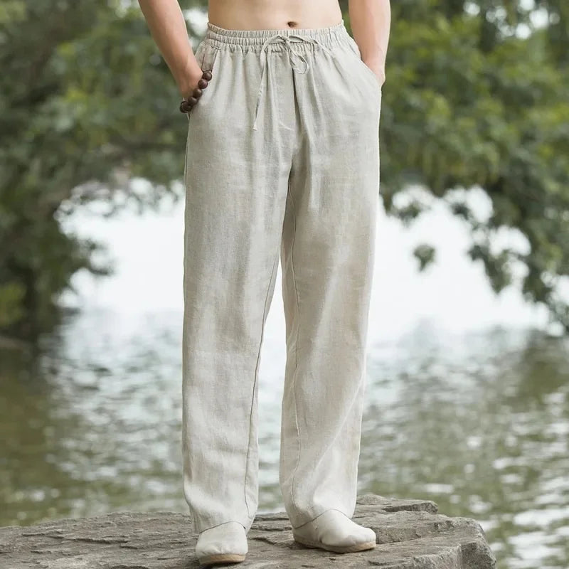 Men's Breathable Slim-Fit Cotton Linen Pants