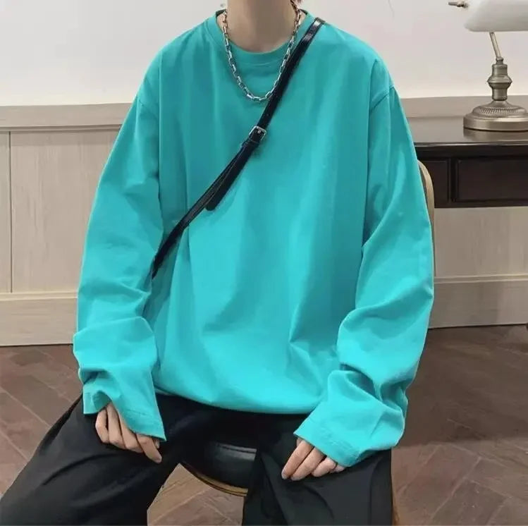 Men's Loose Round Neck Long Sleeve T-Shirt