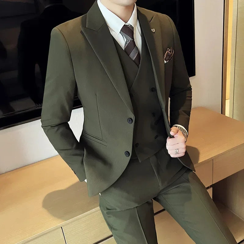 Men's Slim Fit Wedding Tuxedos Three Pieces Groom Suit