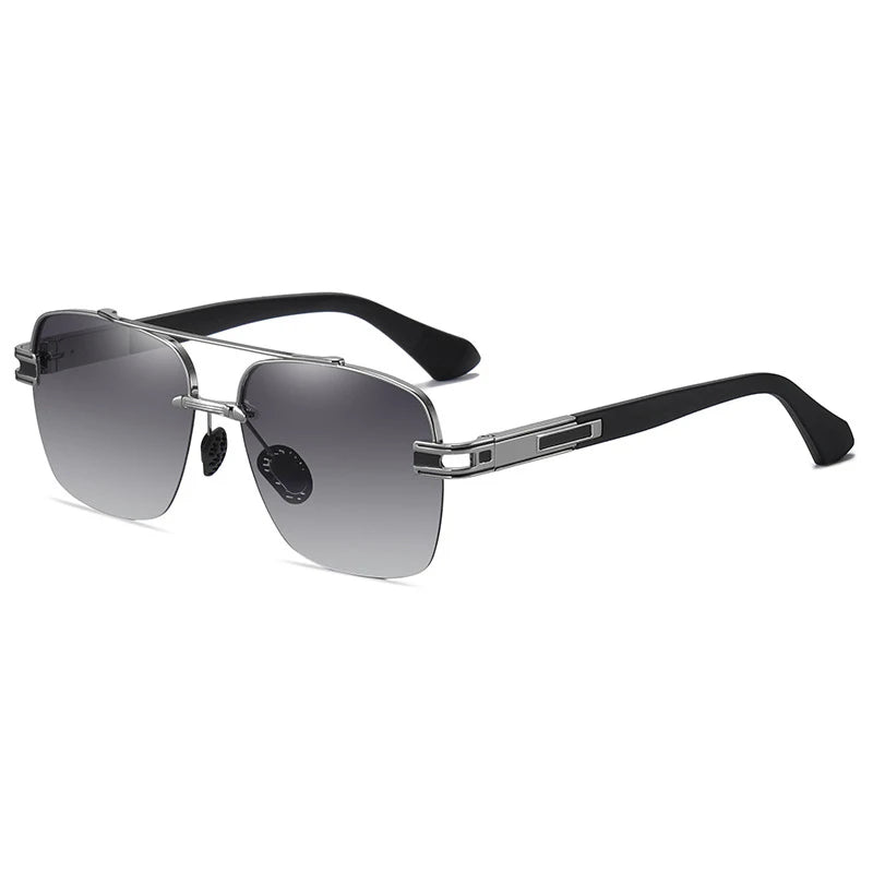 Men's Luxury Metal Half Frame Polarized Sunglasses