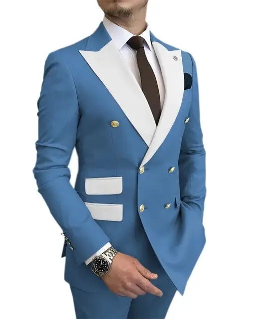 Men's Slim Fit Wedding Peak Lapel Blazer Pant Suit