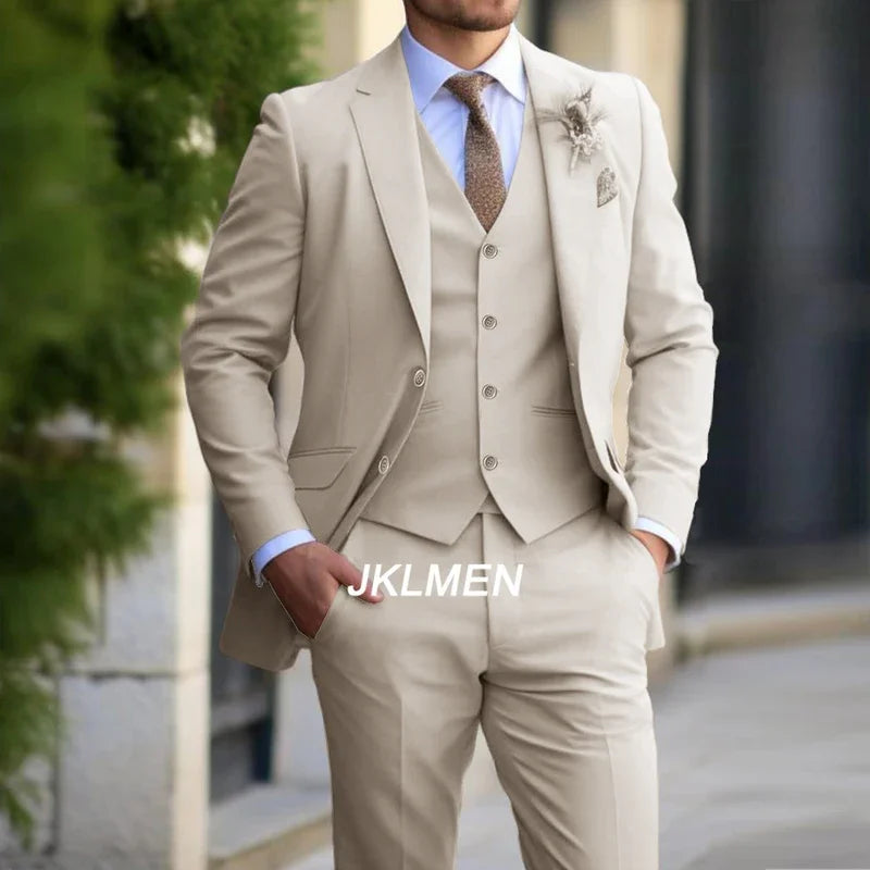 Men's Formal Business Blazer Vest Pants Groom Suit