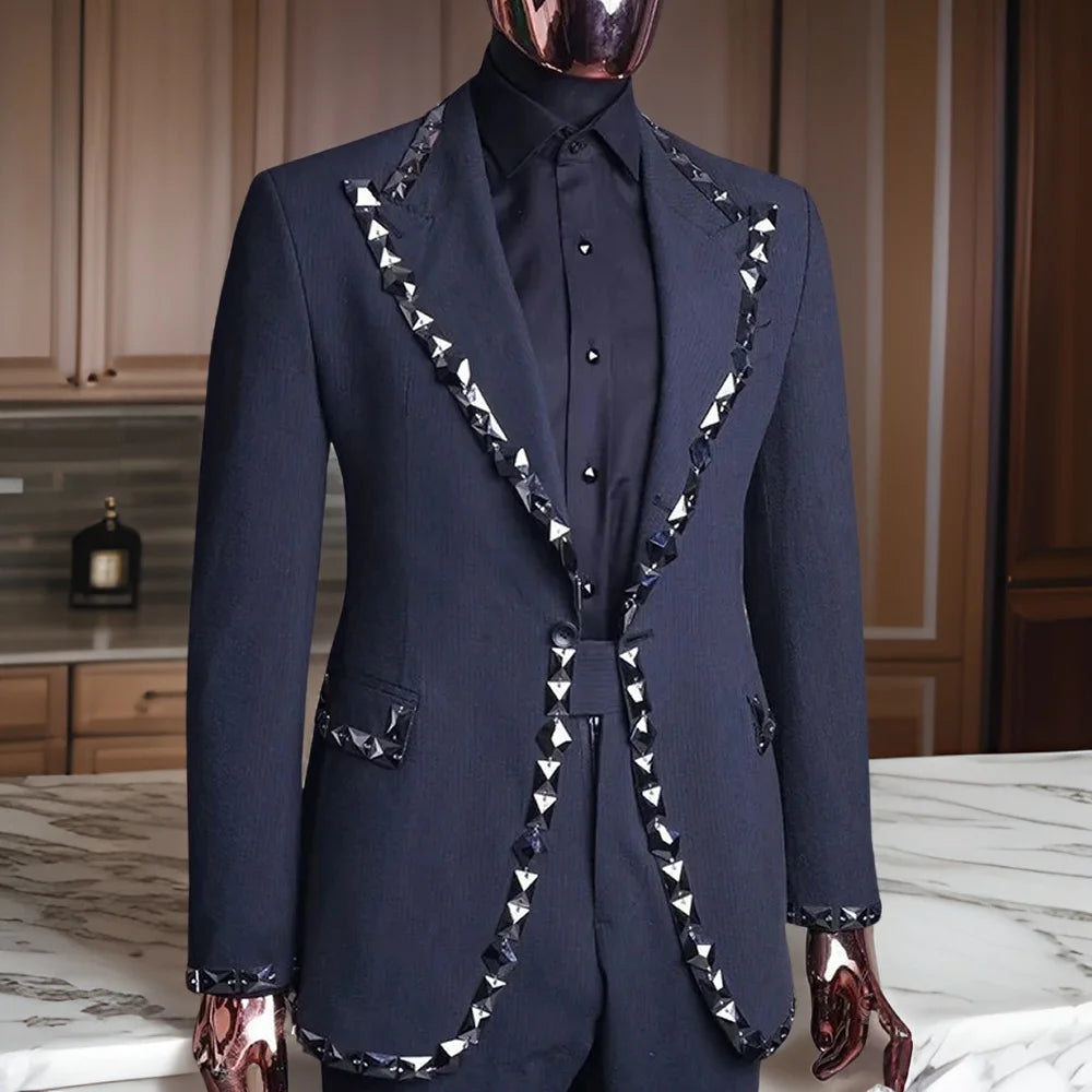 Men's Notched Lapel Beaded Wedding Suits