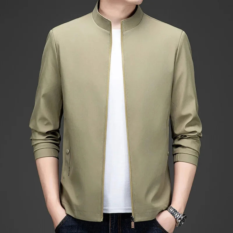 Mens Stand Collar Business Zipper Jackets