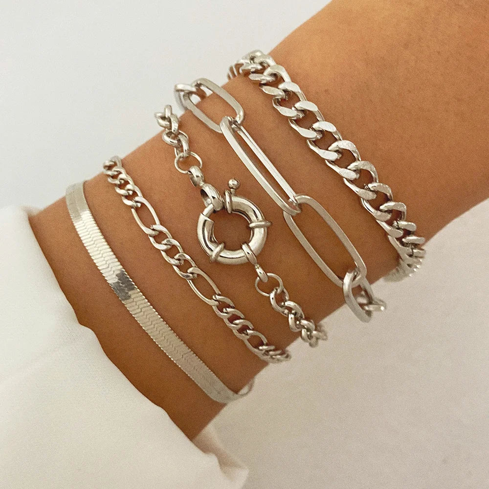 Punk Cuban Chain Bracelets for Women