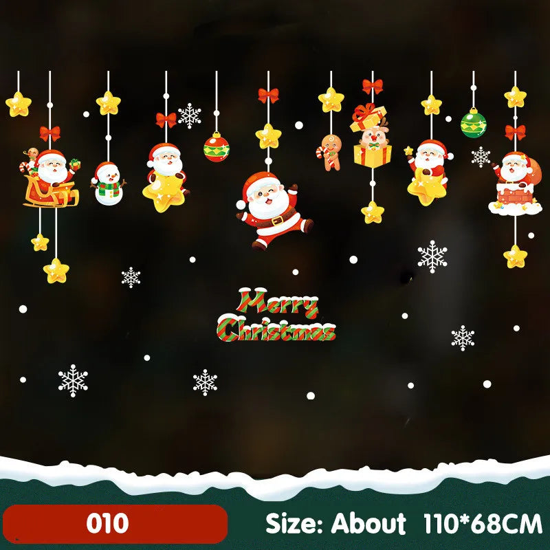 Joyful Christmas Stickers Santa, Snowman, Tree Decorations for Home