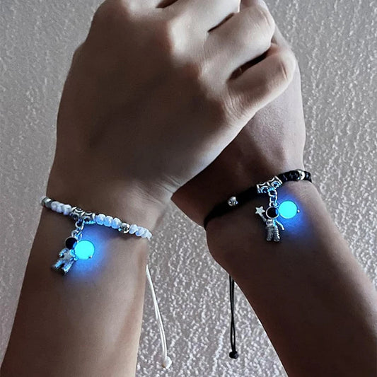 Glowing Star Moon Bracelet Set - Astronaut & Key Pendant