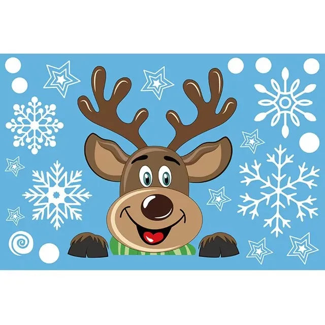 Removable Santa Elk Window Stickers for Festive Decor