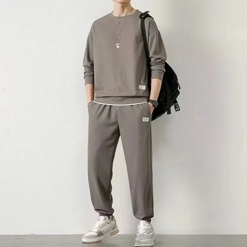 Men's Spring Long Sleeve Round Neck Sportswear Tracksuit