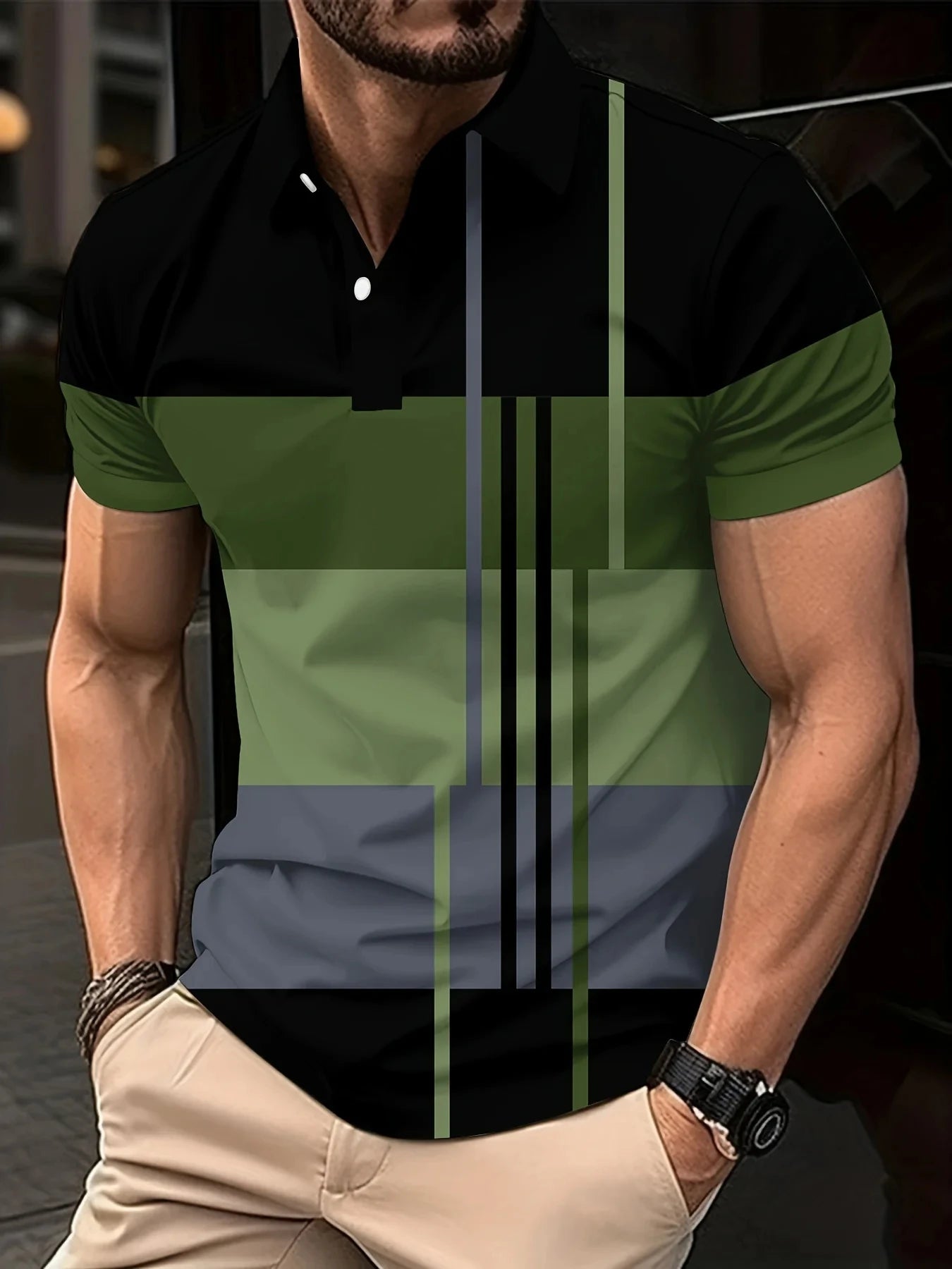 Nouveau polo de golf à rayures pour hommes - Décontracté et à la mode