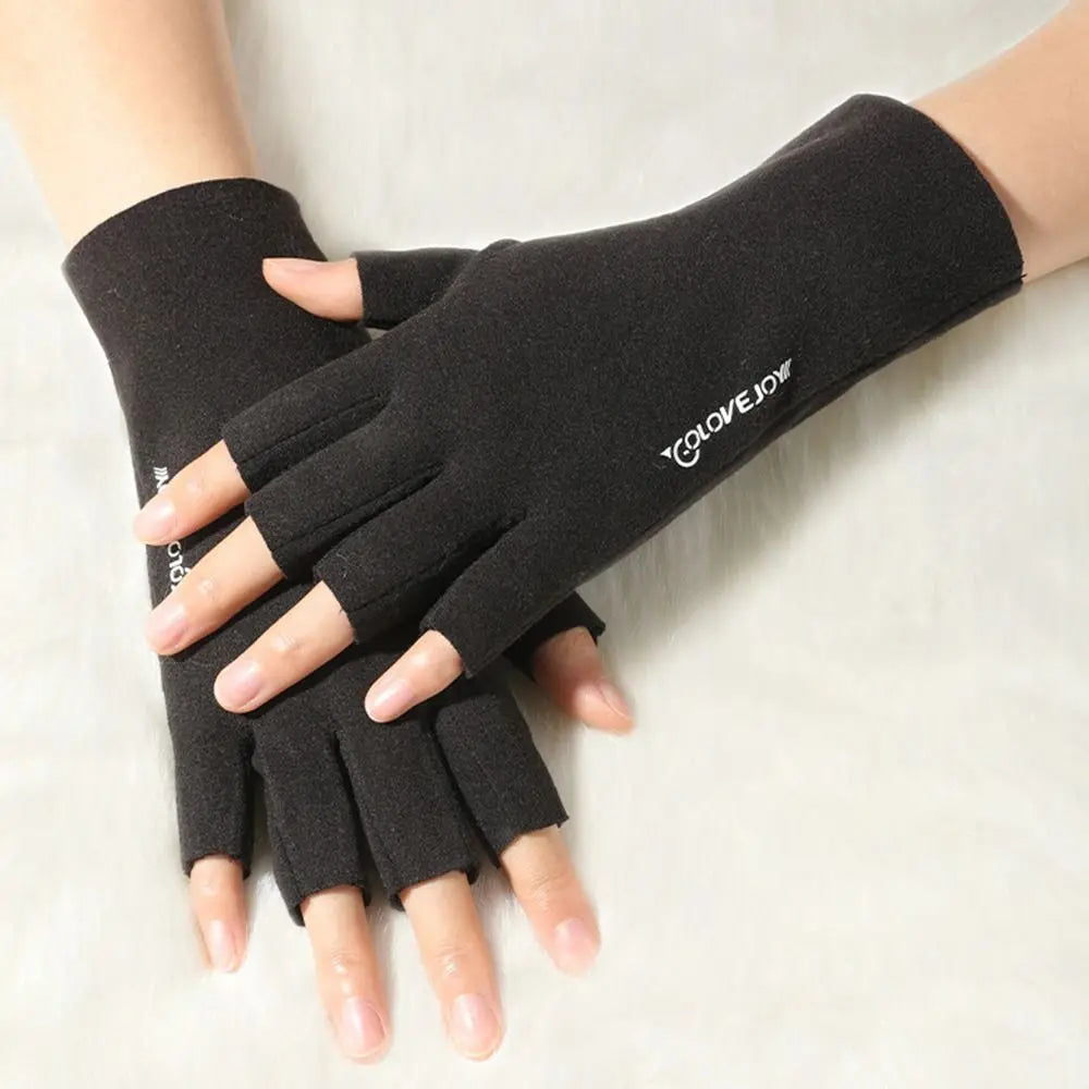 Mitaines en velours à demi-doigts pour écran tactile