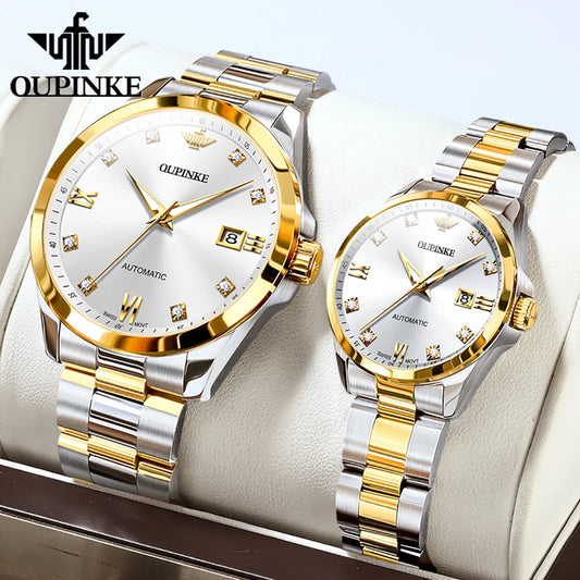 OUPINKE Luxury Diamond Couple Watches