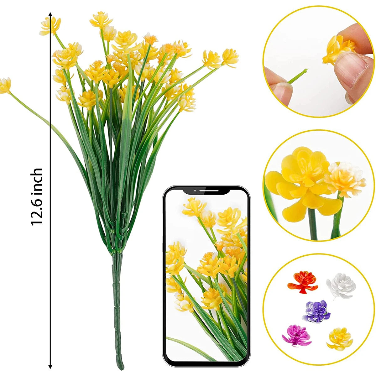 Lot de 12 fleurs artificielles résistantes aux UV pour décoration extérieure