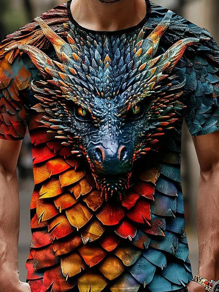 T-shirt d'été pour hommes à motif de loup 3D