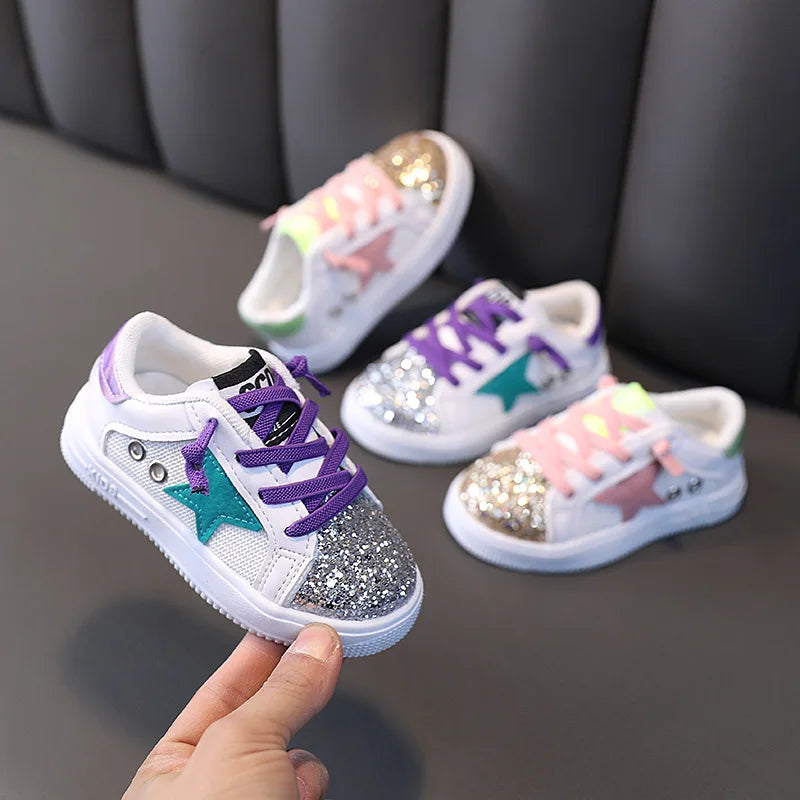 Baby Girls Bling New Soft Soled Sports Sequins Sneakers