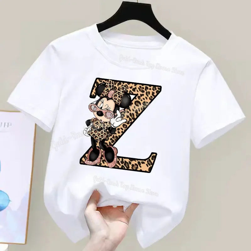 Kids' Back-to-School Cartoon Lettered Leopard T-shirt Set