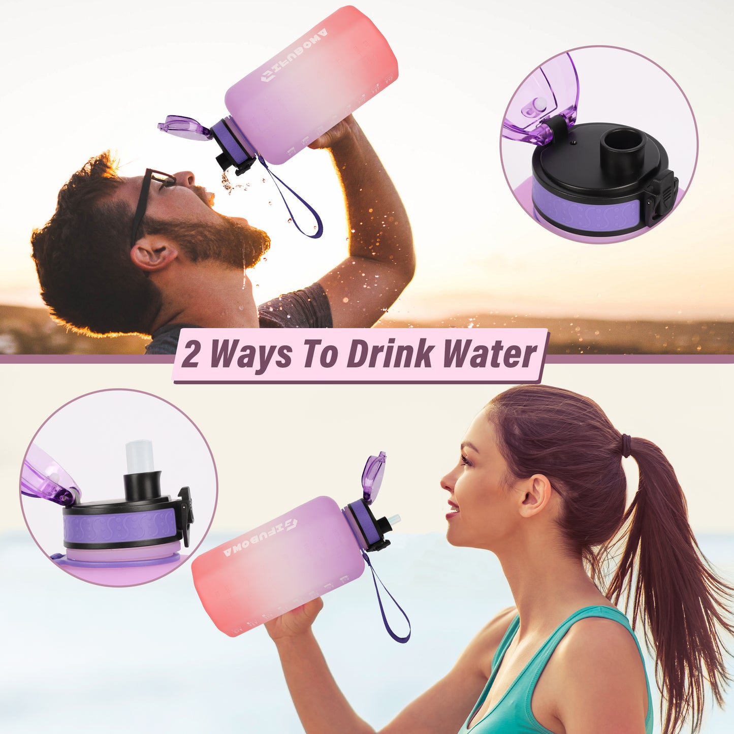 Motivational 2.2 Litre Water Bottle with Handle