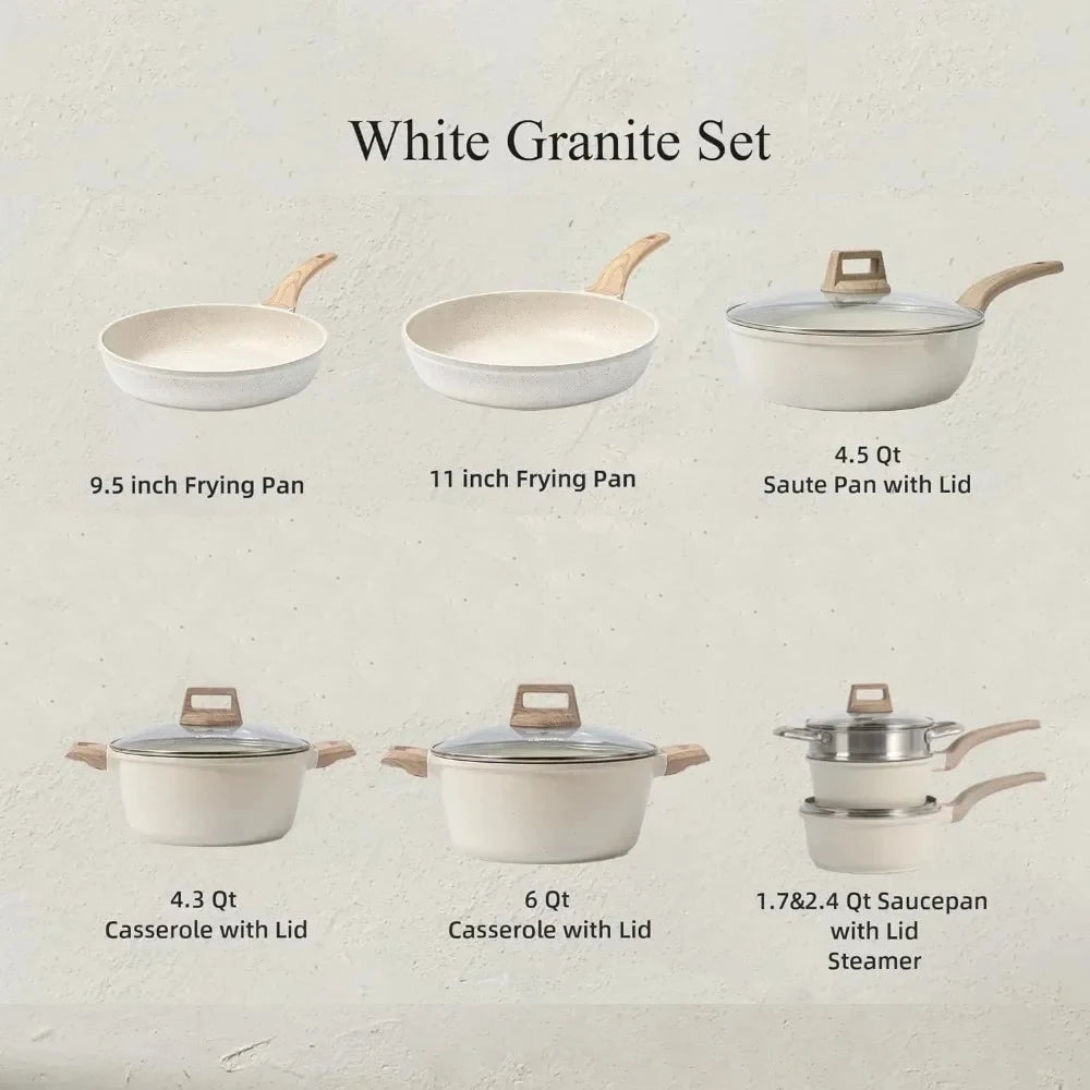 3-7 Piece Nonstick Cookware Set - Granite Finish