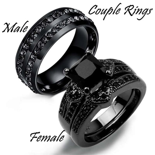 Elegant Heart-shaped Couple Ring Set
