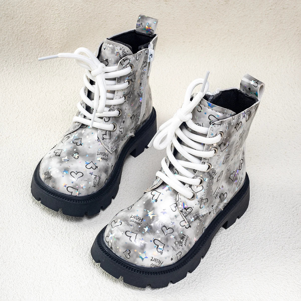 Winter Pink Heart Baby Boots