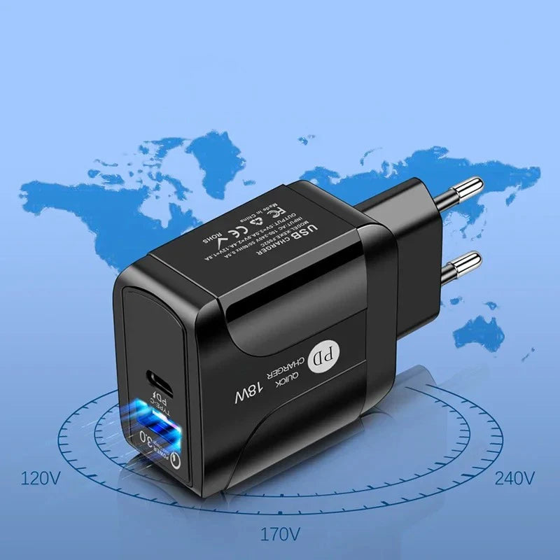 5V 2A EU 2 USB Power Adapter - Fast Mobile Phone Wall PD Charger