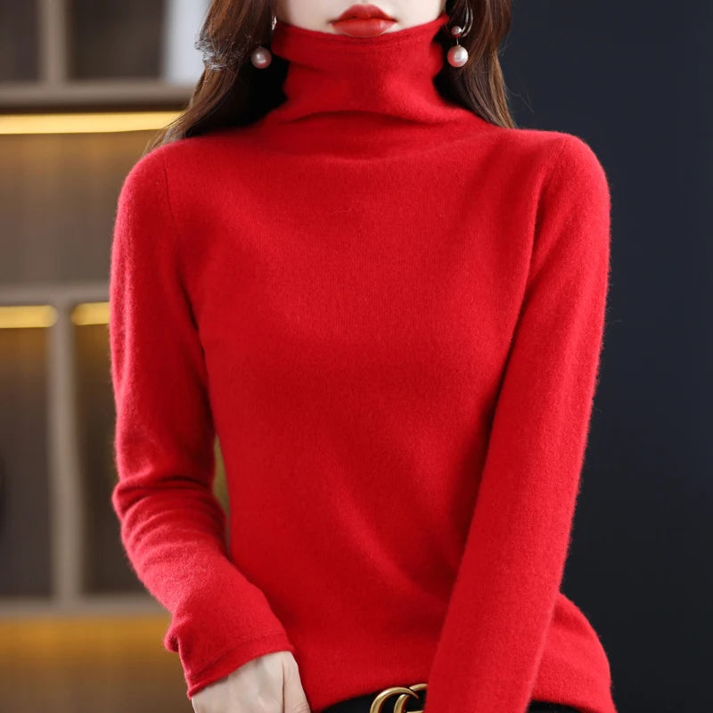 Women's Loose Fit Woolen Turtleneck Sweater