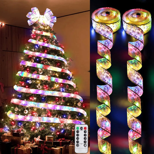 Festive DIY Ribbon Lights Xmas & New Year Home Decor