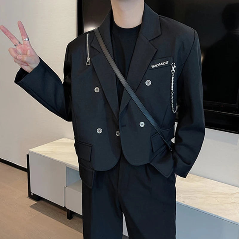 IEFB Elgance Blazer im koreanischen Stil mit Reißverschluss für Herren