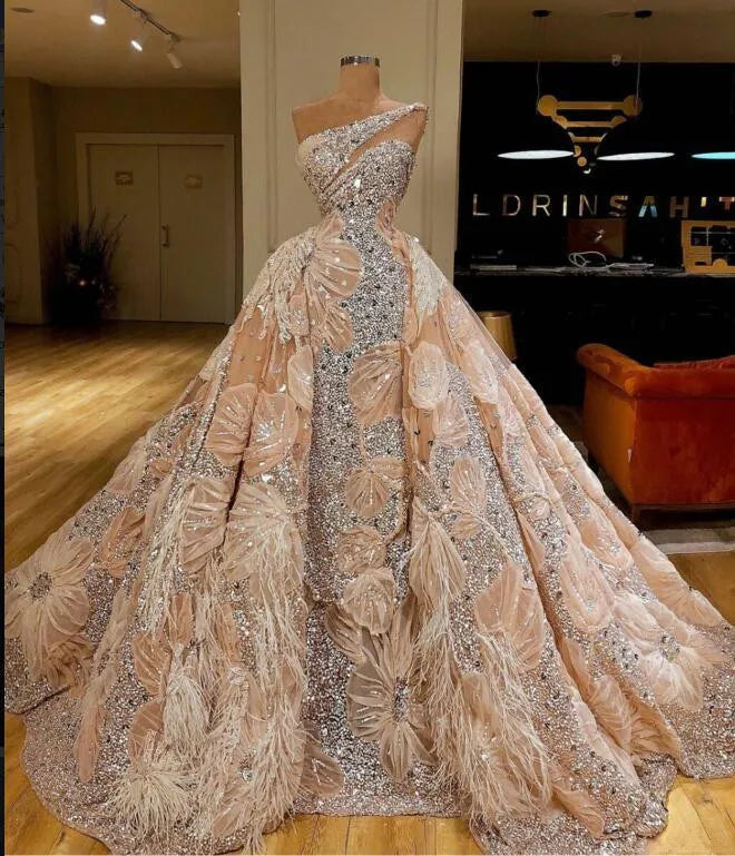 Luxury Prom Dress: Sleeveless One Shoulder