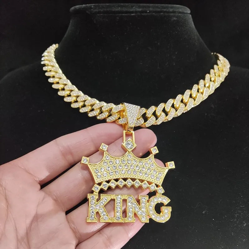 1Pc Street style Hollow Crown KING Cuban Chain