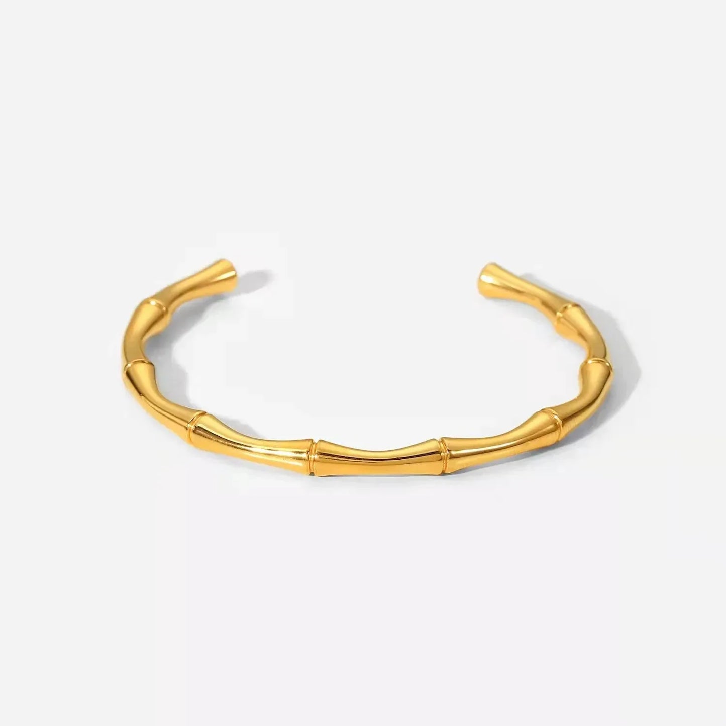 Stainless Steel Gold Color Bamboo Joint Bangles -Trend Bracelet Jewelry