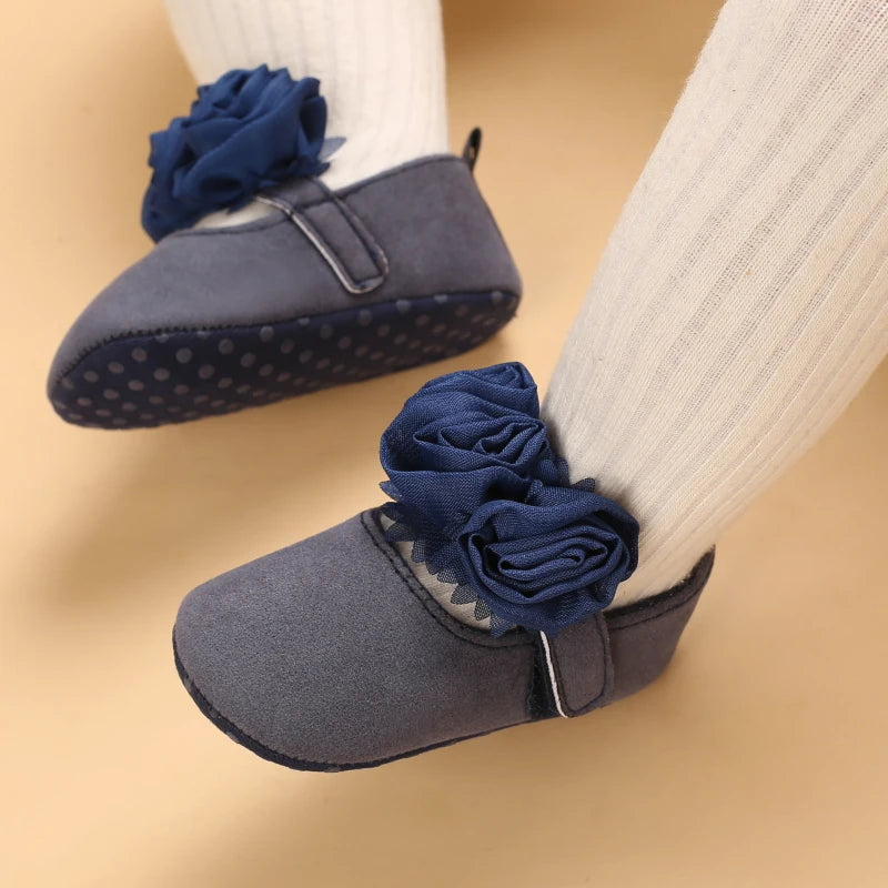 Baby Girls Comfortable Soft Sole Non-Slip Lace Solid Color Shoes