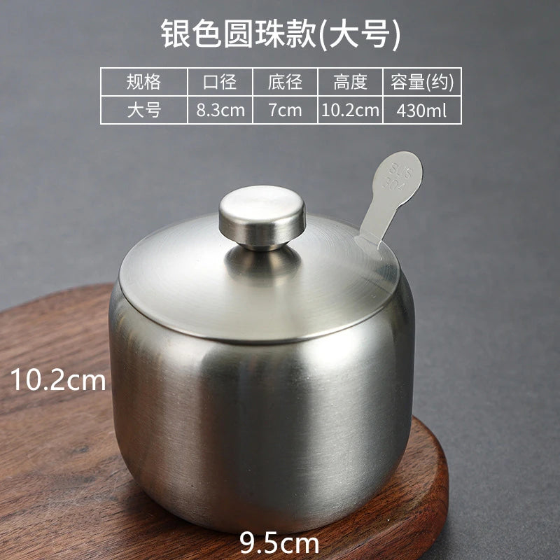 Stainless Steel Seasoning Jar & Lid Spoon