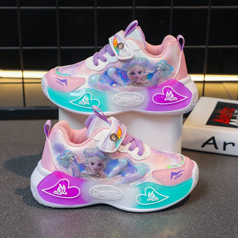 Girls Disney Frozen Autumn Winter Breathable Leather Sports Sneakers