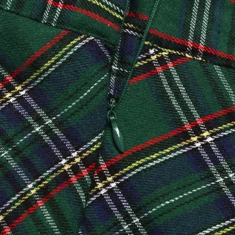 Jupe trapèze à carreaux rétro pour femme