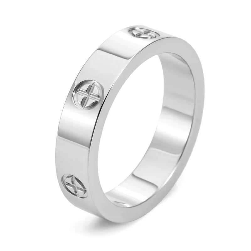 Zircon Stainless Steel Love Ring for Couple