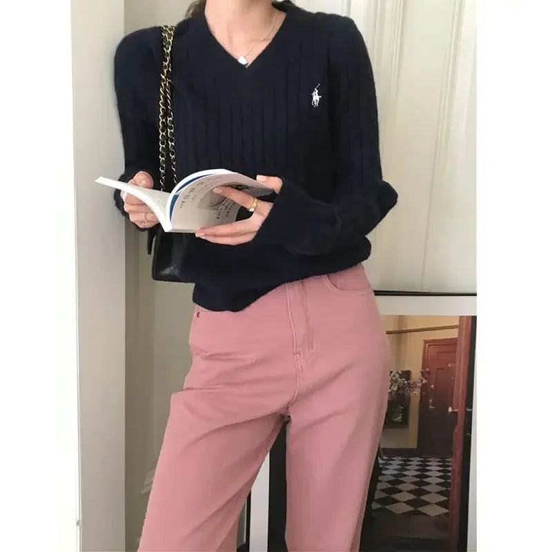 Vintage Long Sleeve Women's Cable Knit Sweater