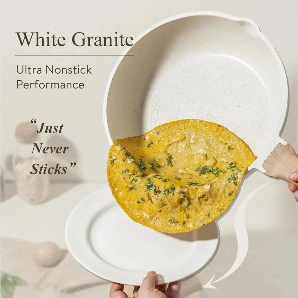 3-7 Piece Nonstick Cookware Set - Granite Finish