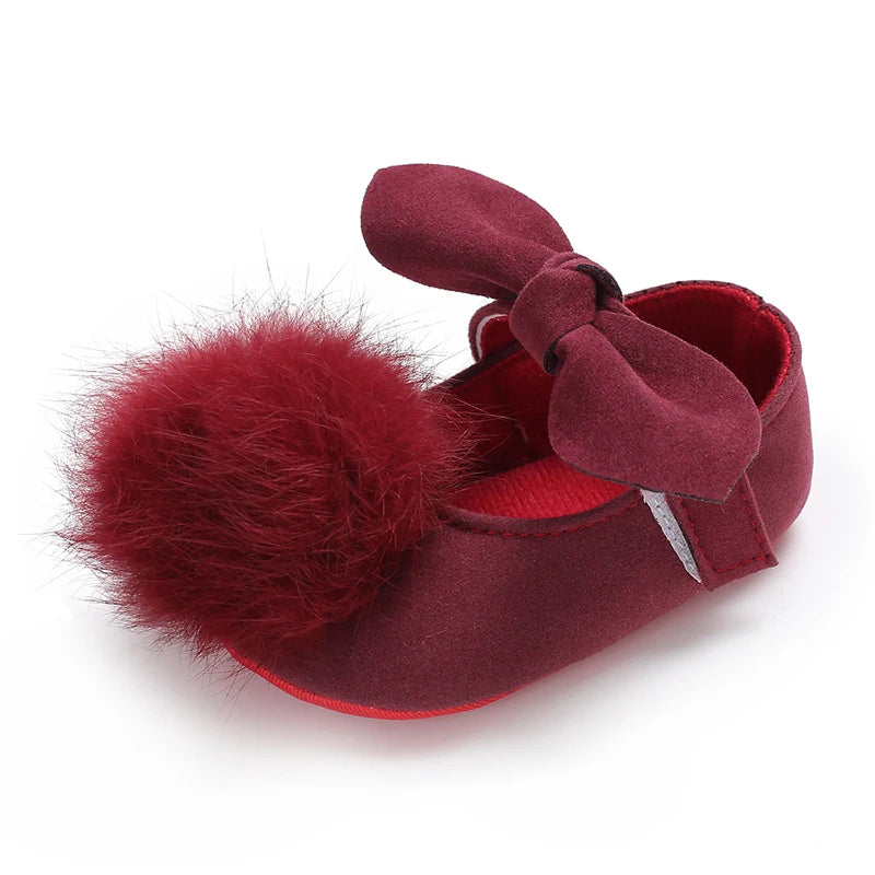 Chaussures de marche antidérapantes pour bébé princesse rouge avec semelle en tissu doux