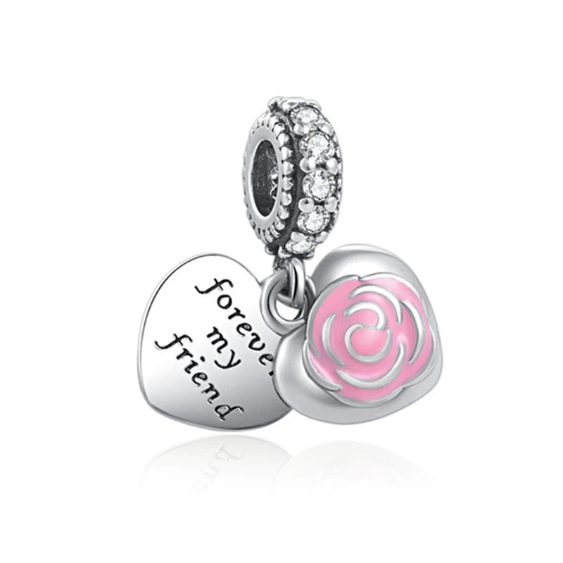 Bracelet en argent sterling 925 avec breloque pendante en forme de cœur